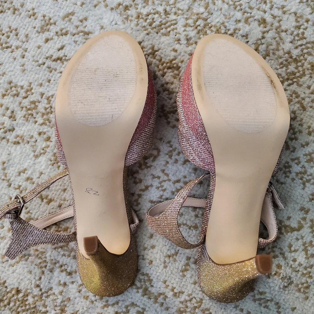 NINE WEST Ditch Him Platform Glitter Heels 8.5